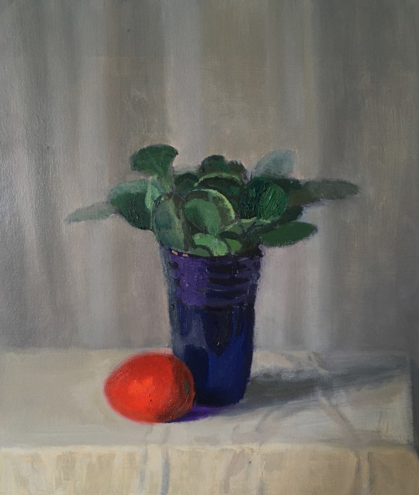 Still Life With Cobalt Vase  13.75&quot; x 12&quot;  Oil On Panel