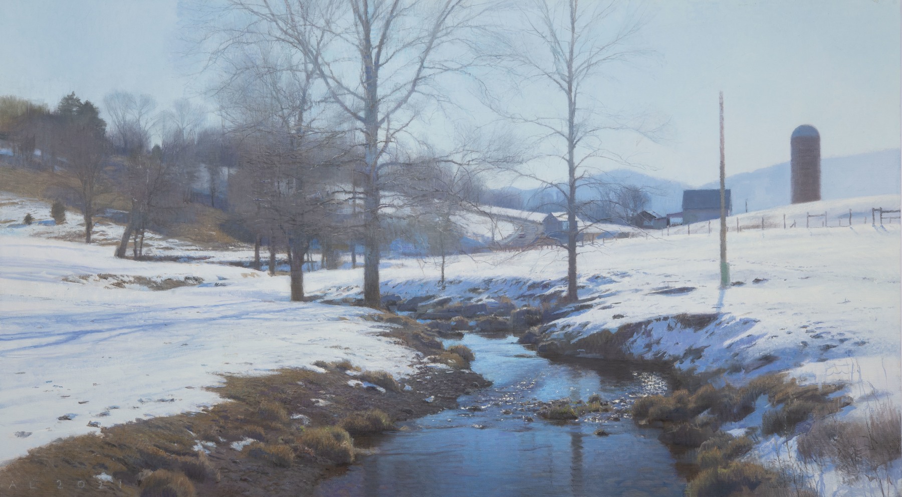 Cold Morning, Swover Creek  30&quot; x 54&quot;  Oil On Canvas