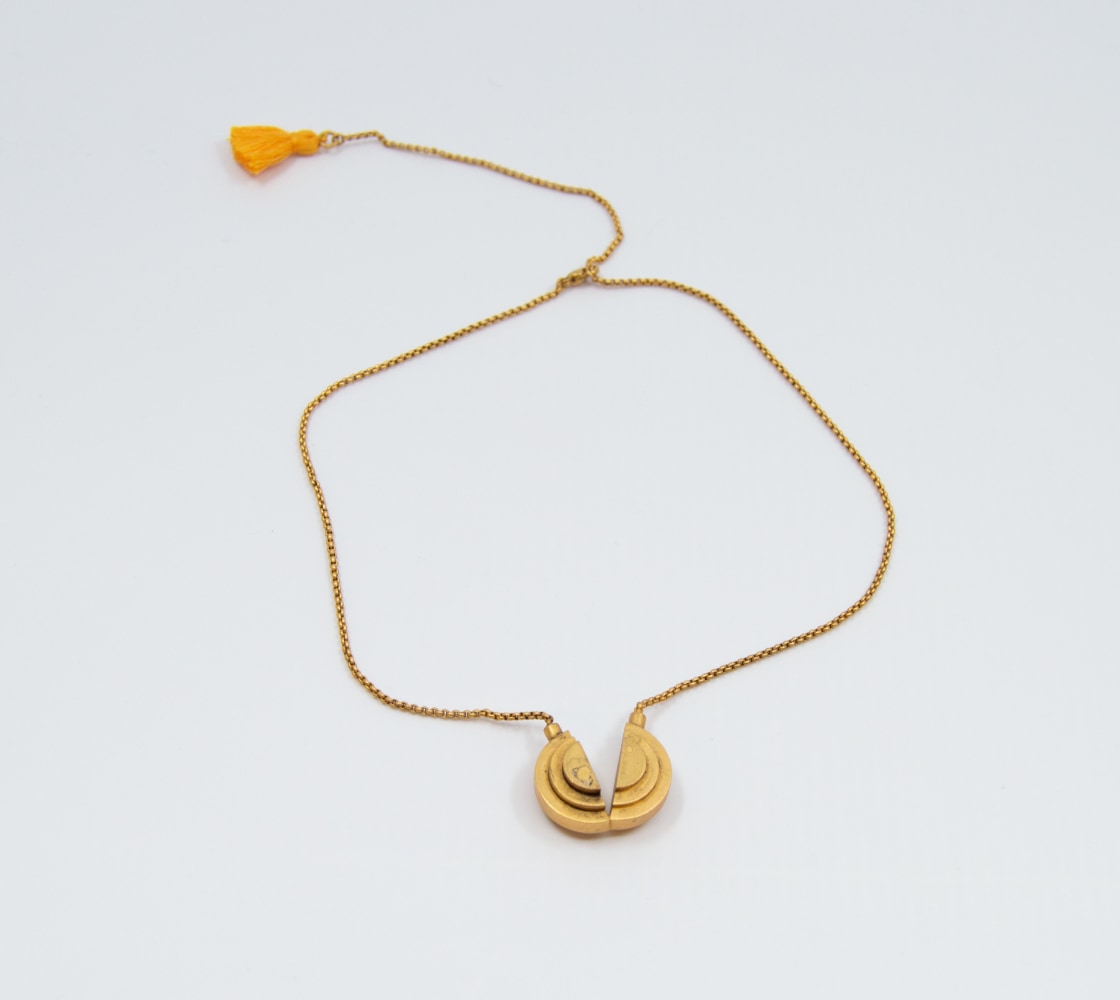Amanda Kaiserman, Mallet Necklace one size  Brass With Gold Dip And Pom Pom