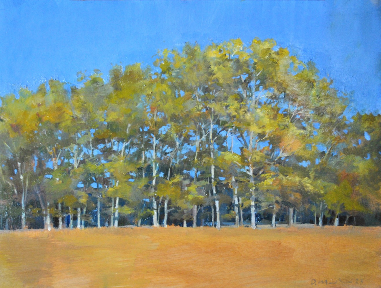 Yellow Trees France  12&quot; x 16&quot;  Oil On Wood