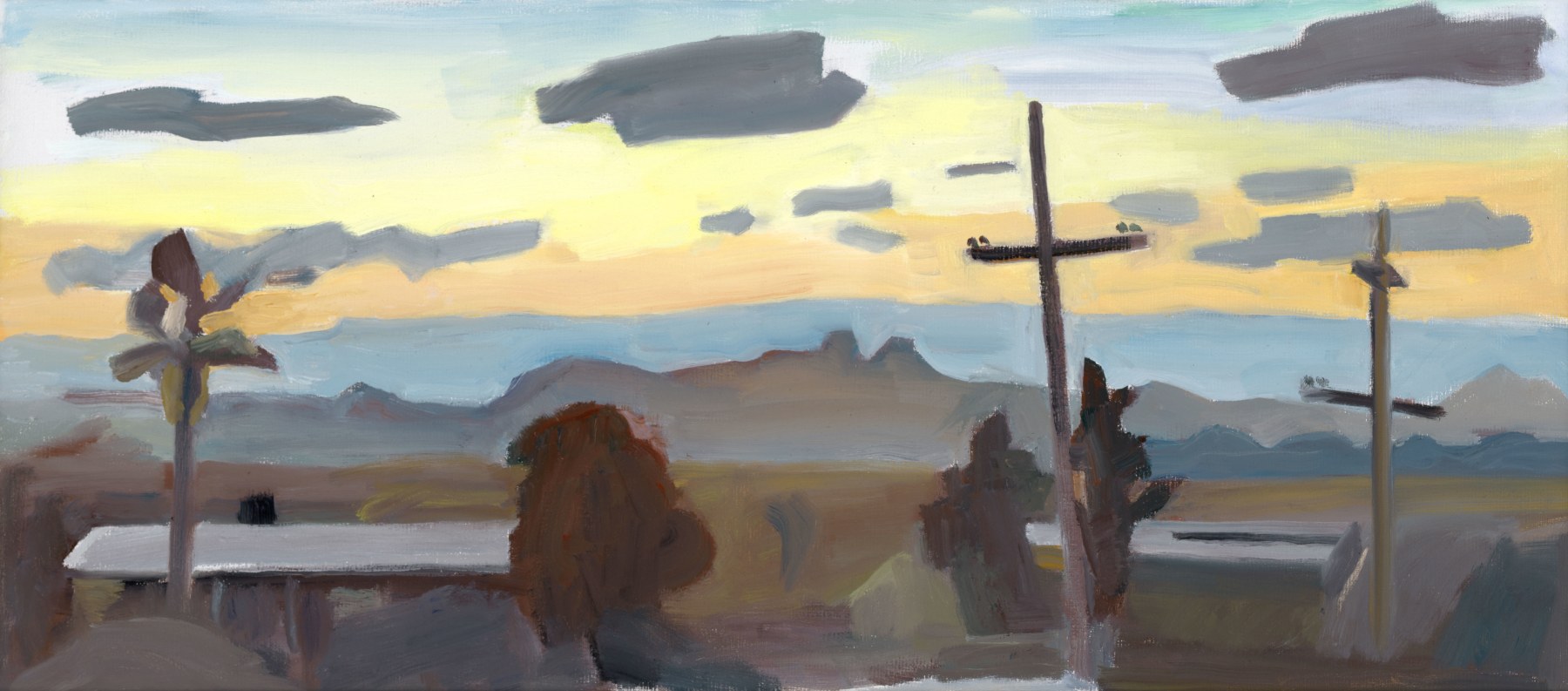 Tucson Landscape - Dark Clouds  12&quot; x 36&quot;  Oil On Canvas