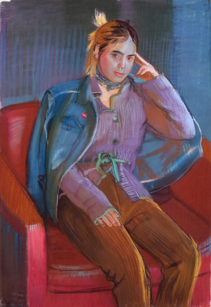 Portrait Of Natassia In Denim Jacket  44&quot; x 29.5&quot;  Pastel On Paper
