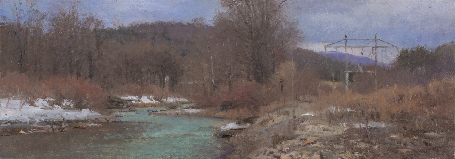 North Branch, Foundry Hill  5.5&quot; x 16&quot;  Oil On Panel
