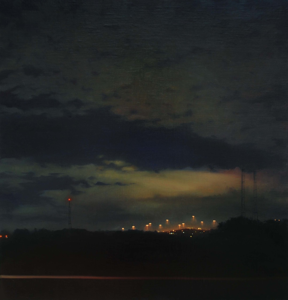 Nighttime Drive  24&quot; x 24”  Oil On Linen, Mounted Panel