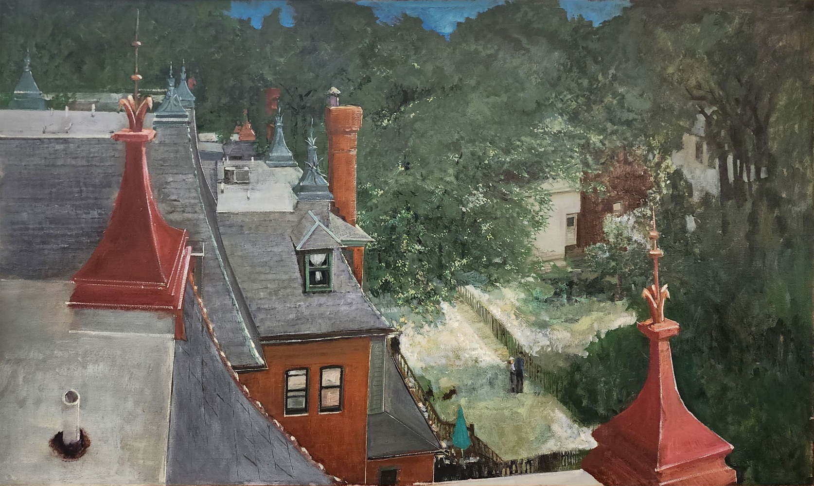 West Philly Backyard I  32&quot; x 53.5&quot;  Oil On Canvas