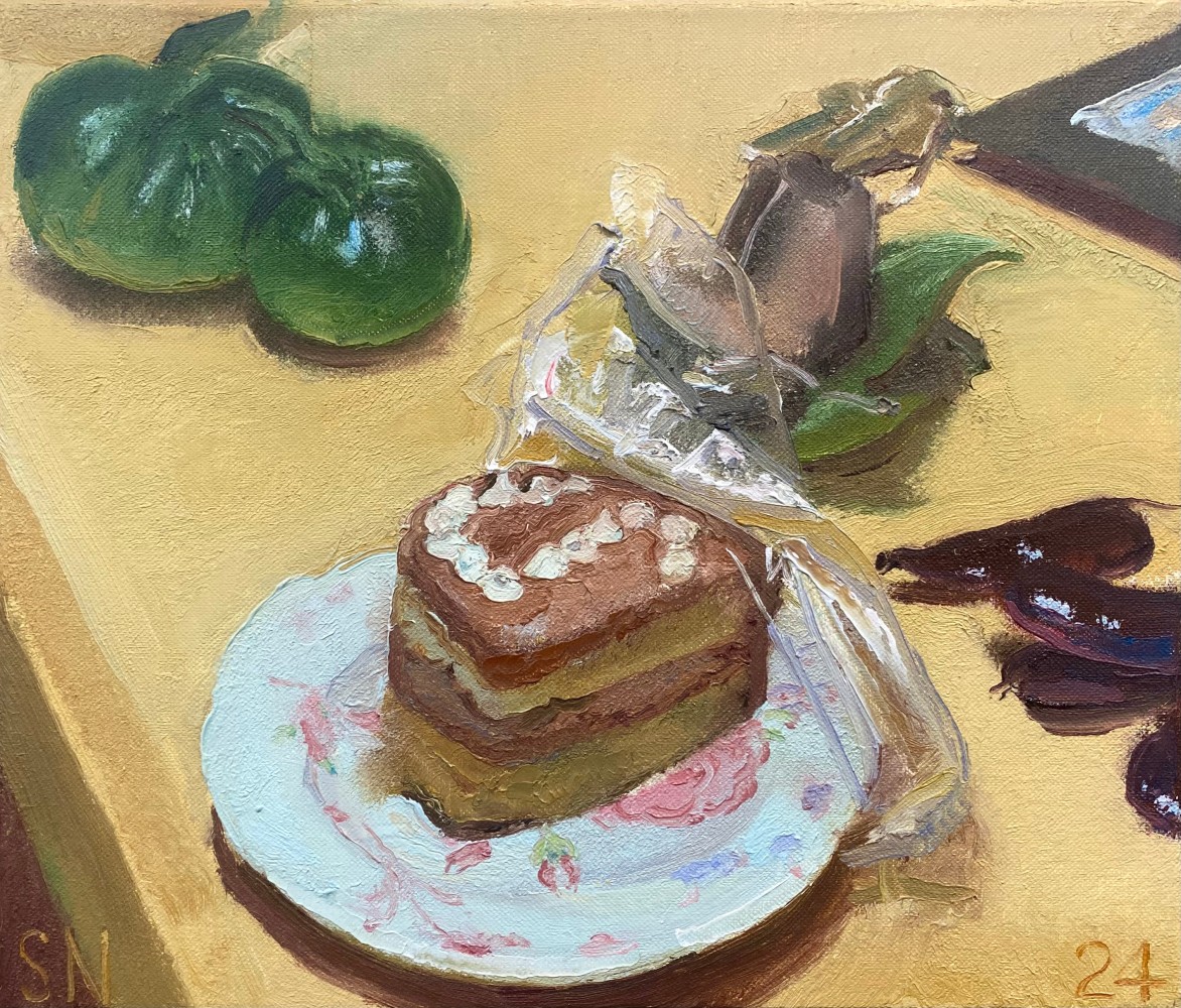 Still Life With Cake And Pumpkins  12” x 14”  Oil On Canvas