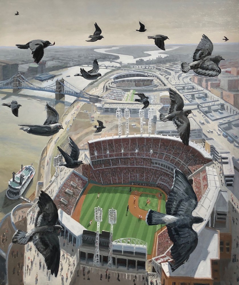 The Great American Ballpark With Birds 22” x 19” Ink Jet Print, A/P