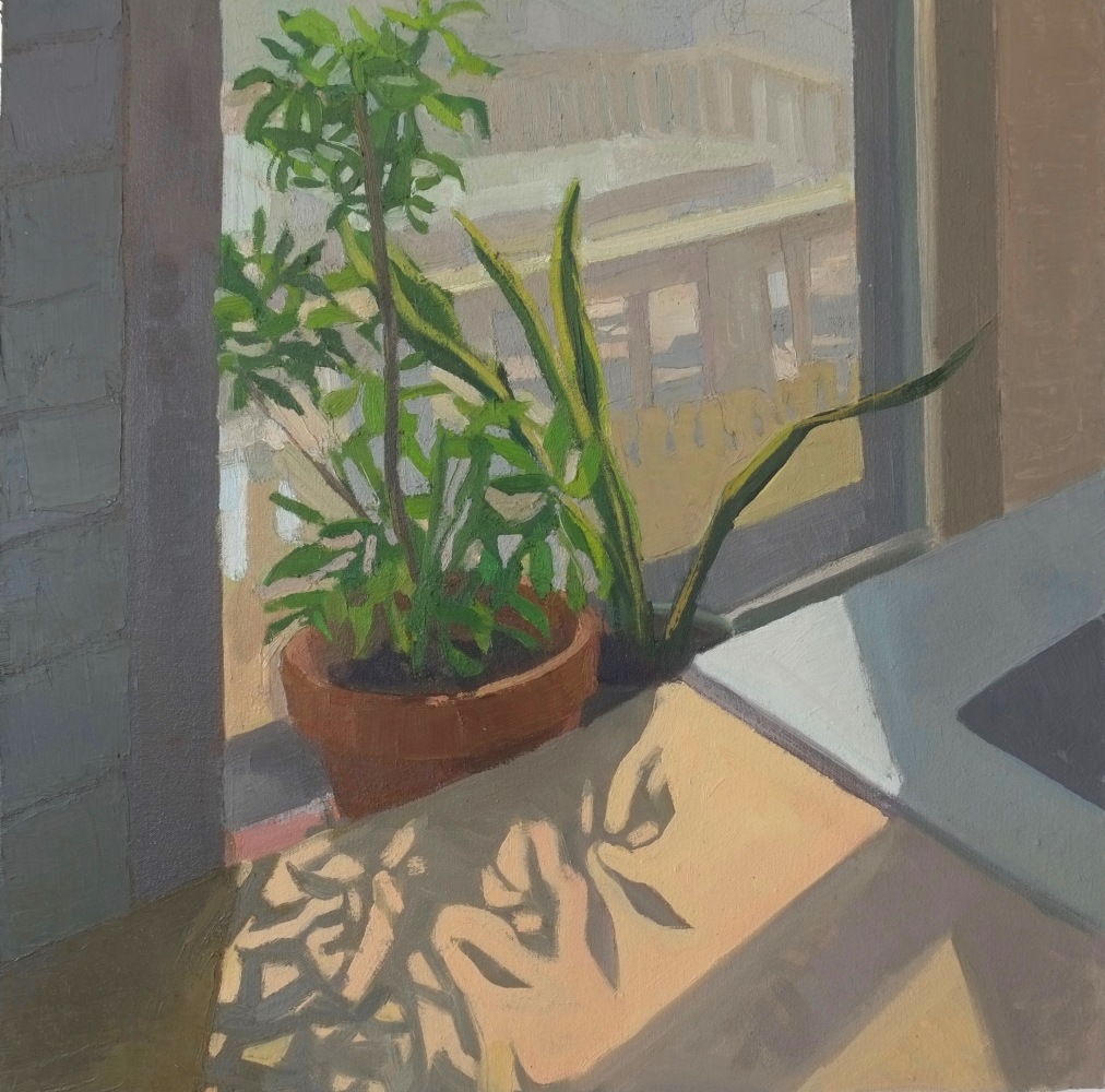 Kitchen Window  20&quot; x 20&quot;  Oil On Canvas Mounted On Board