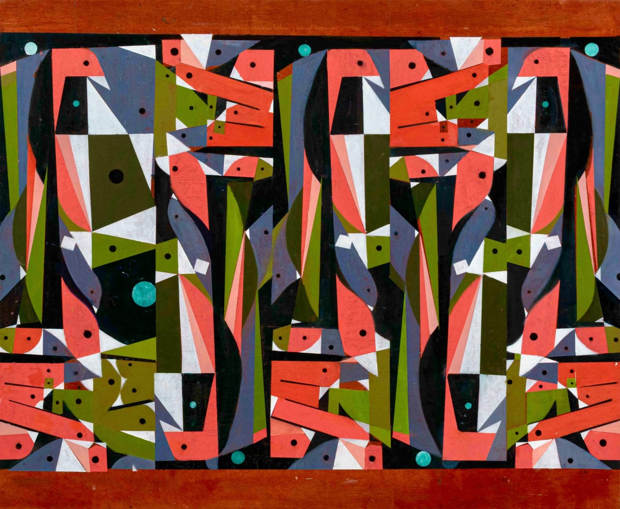 Flock 4 (Pink and Green) 51" x 62"  Oil On Panel