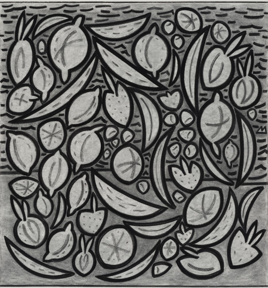 Fruit Sea  47&quot; x 43&quot;  Vine Charcoal On Paper (Lenox 100)