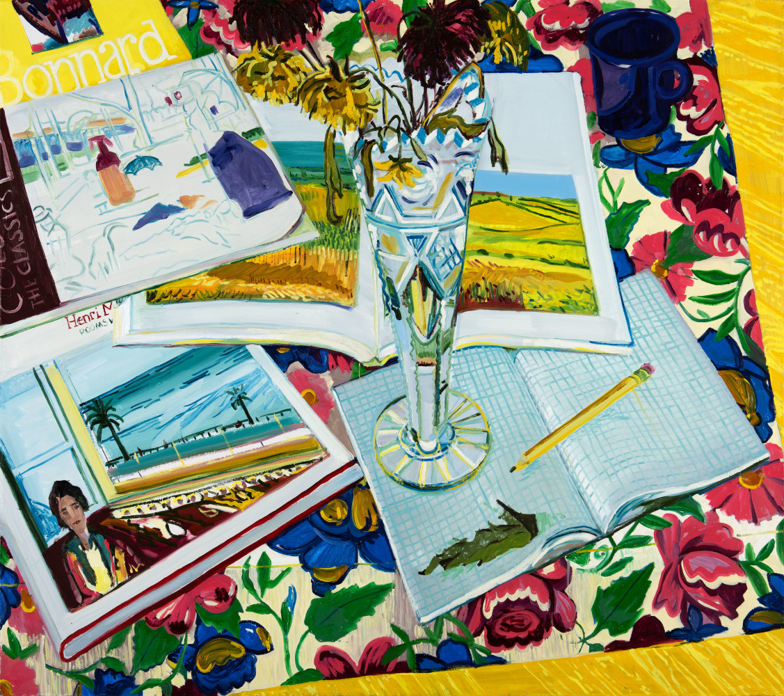 Still Life With Matisse Van Gogh, And Coloring Book 40” x 46” Oil On Canvas