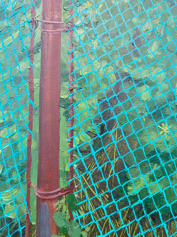 Green Fence  24” x 24”  Oil On Panel