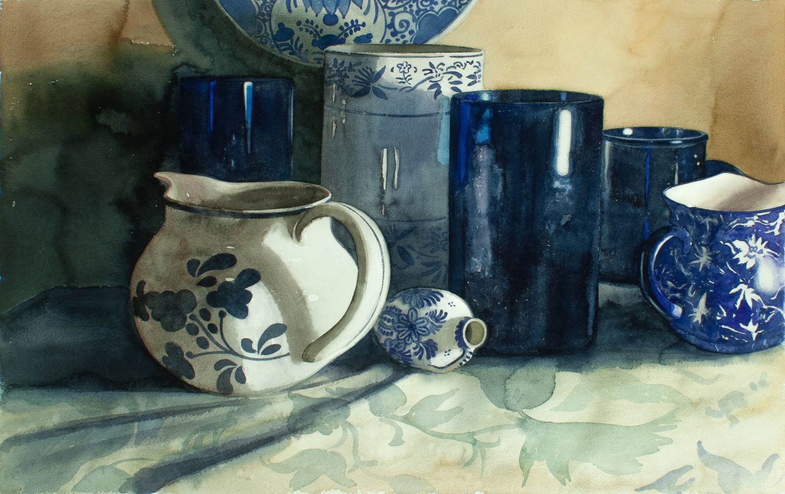 Still Life With Delft  26&quot; x 41.5&quot;  Watercolor On Paper