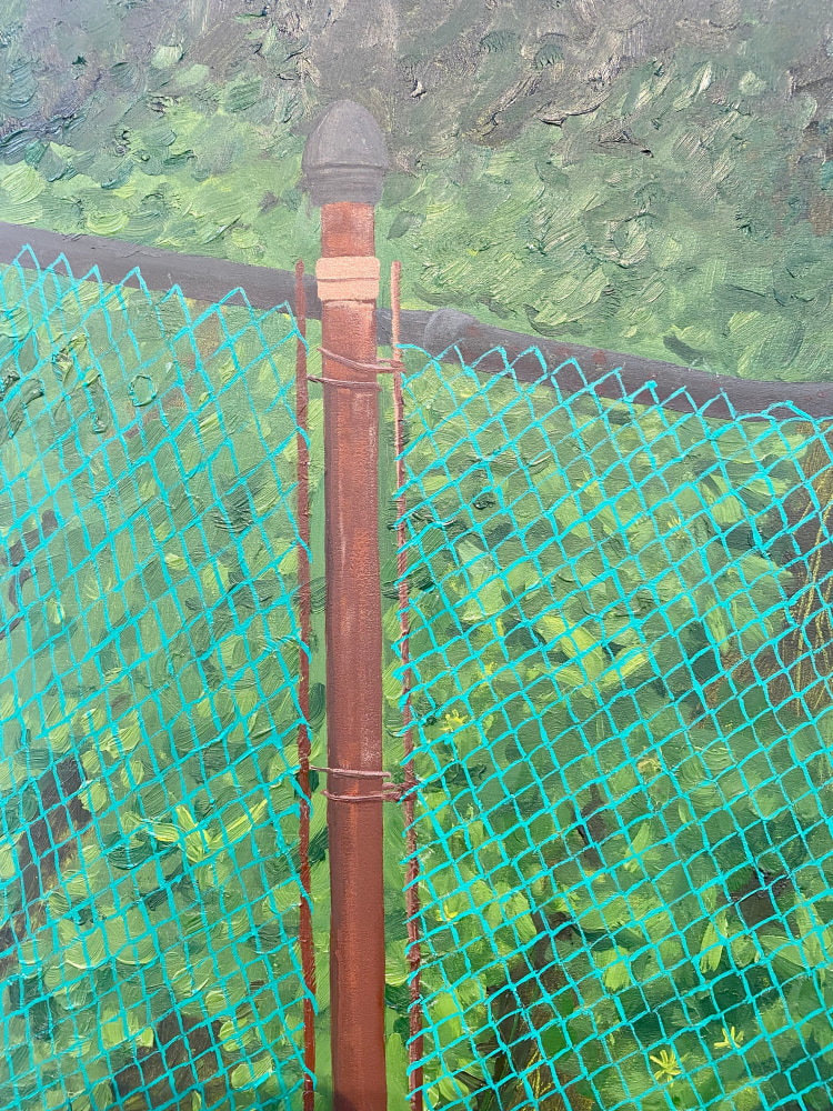 Green Fence  24” x 24”  Oil On Panel