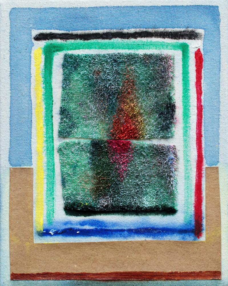 Koan II  10&quot; x 8&quot;  Oil, Acrylic, Paper, And Sponge On Canvas
