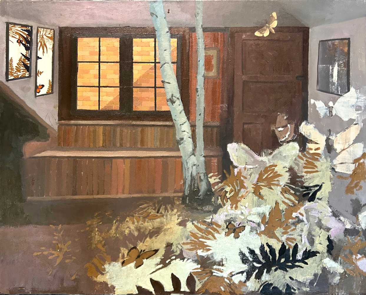 Studio Interior  40″ x 32″  Oil And Fabric On Canvas, Laid On Board