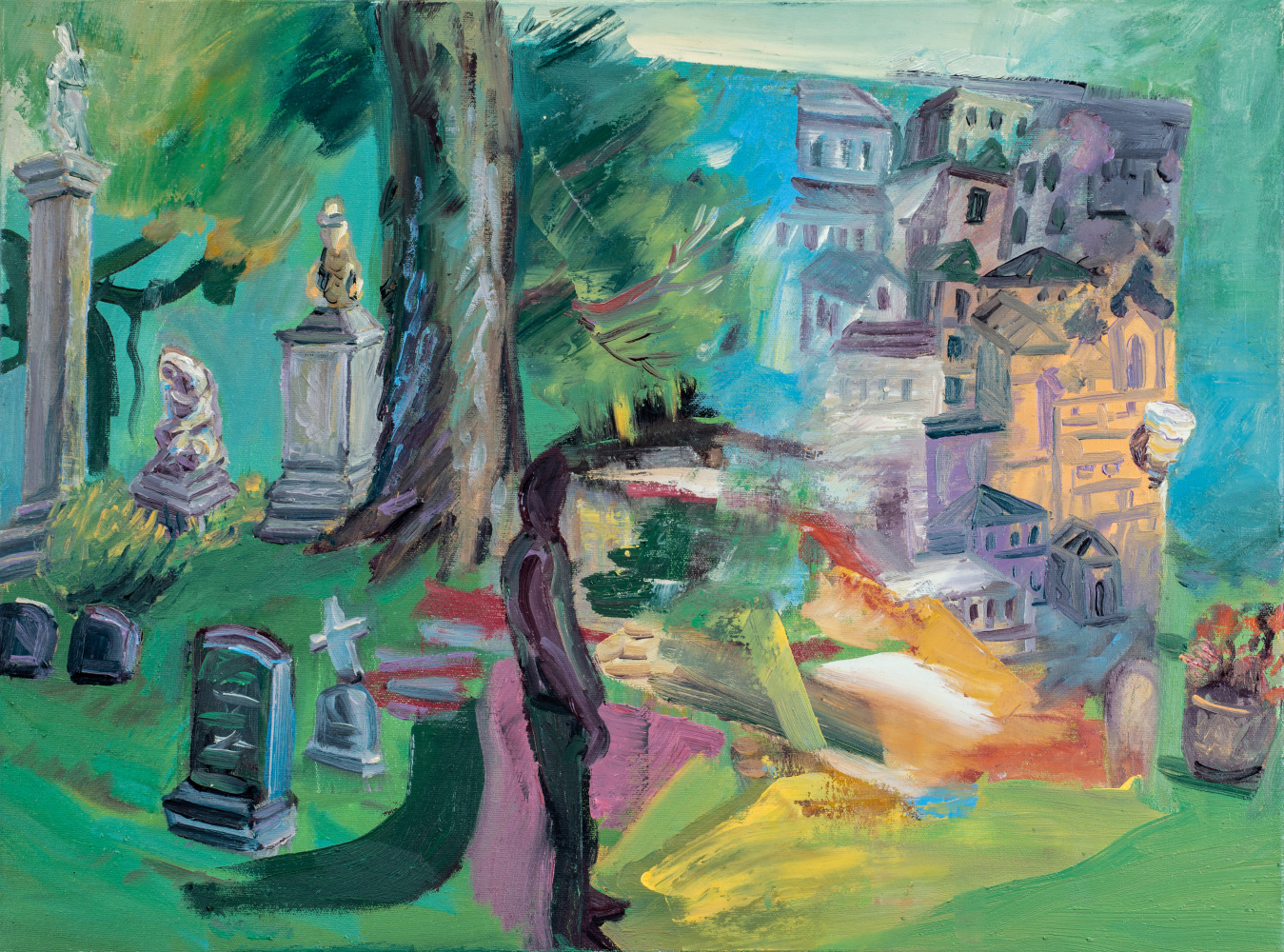 Wallpaper In Cemetery  18&quot; x 24&quot;  Oil On Canvas