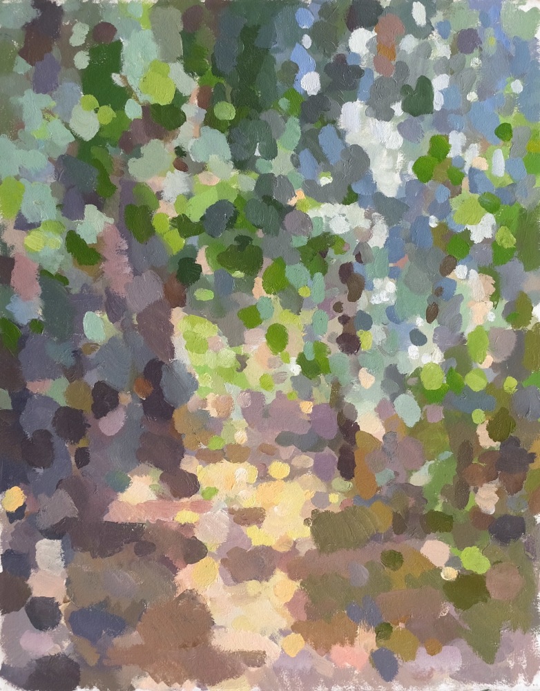 Corciano Garden Wall  20&quot; x 16&quot;  Oil On Paper Mounted On Wood