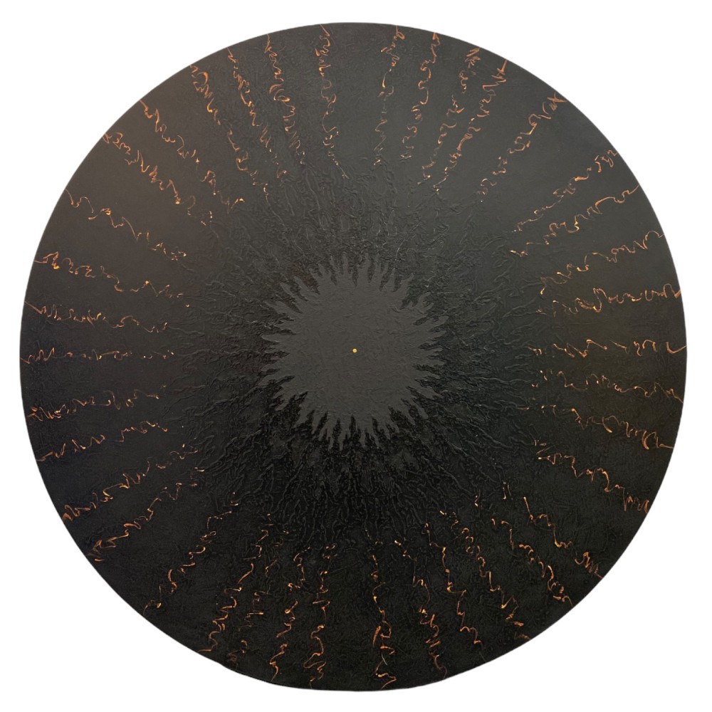 ATMAN 4 - Terma  36&quot; Diameter  Abraded Acrylic And 23.5K Gold On Archival, Cradled Wood Panel
