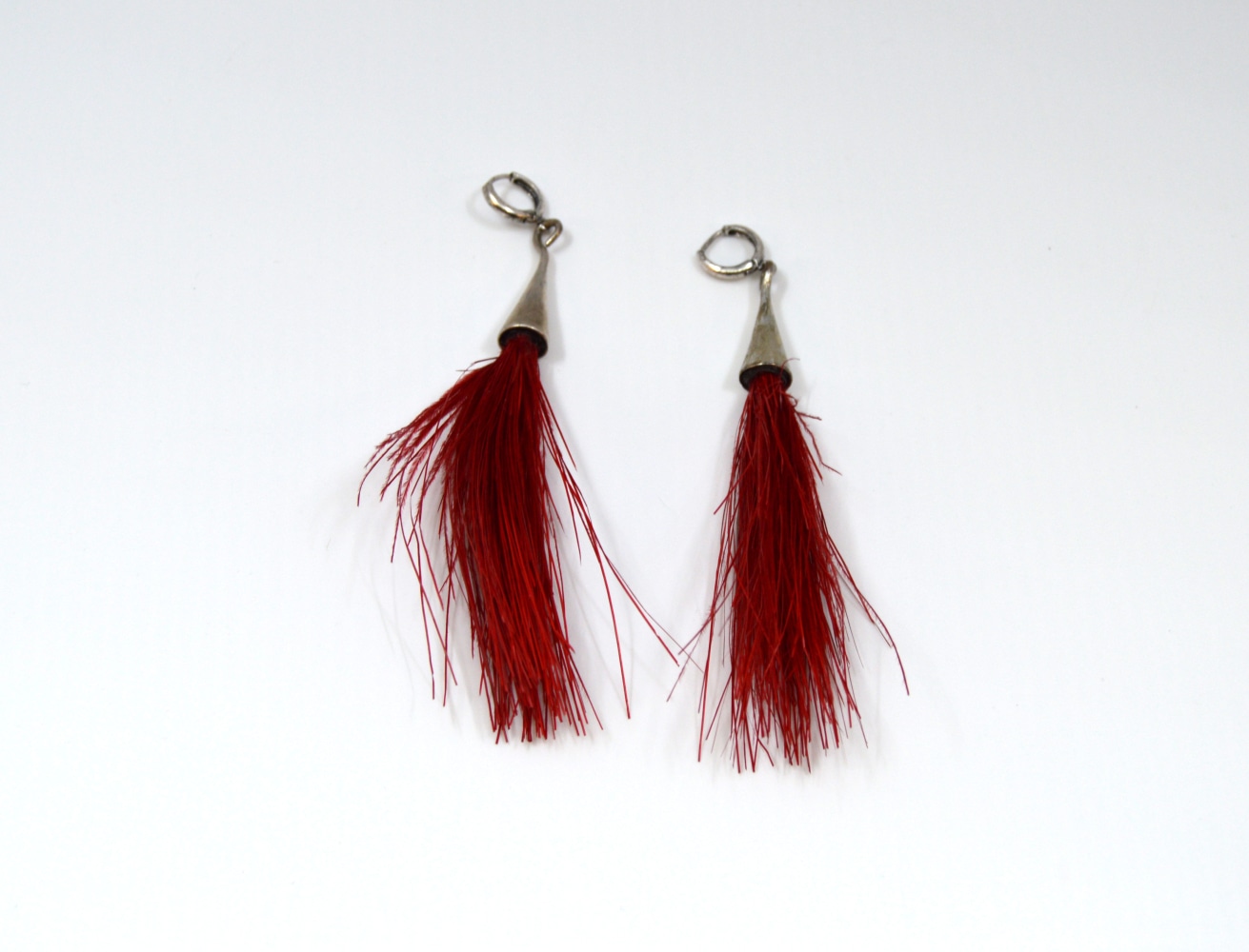 Amanda Kaiserman, Bird King Earrings  one size  Brass With Silver Dip-Antique Feather Pom Poms (1930's)