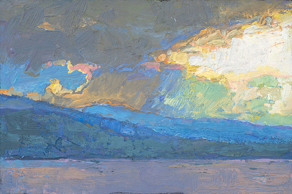Variations On Post-Storm Light I  3.25&quot; x 5&quot;  Oil On Paper Mounted On Birch Panel
