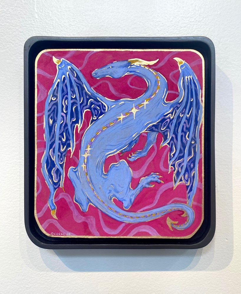 Danielle Cooke  Celestial Event  9&quot; x 9&quot; x 1.5&quot;  Gouache And Gold Paint Pen On Paper Board  2025