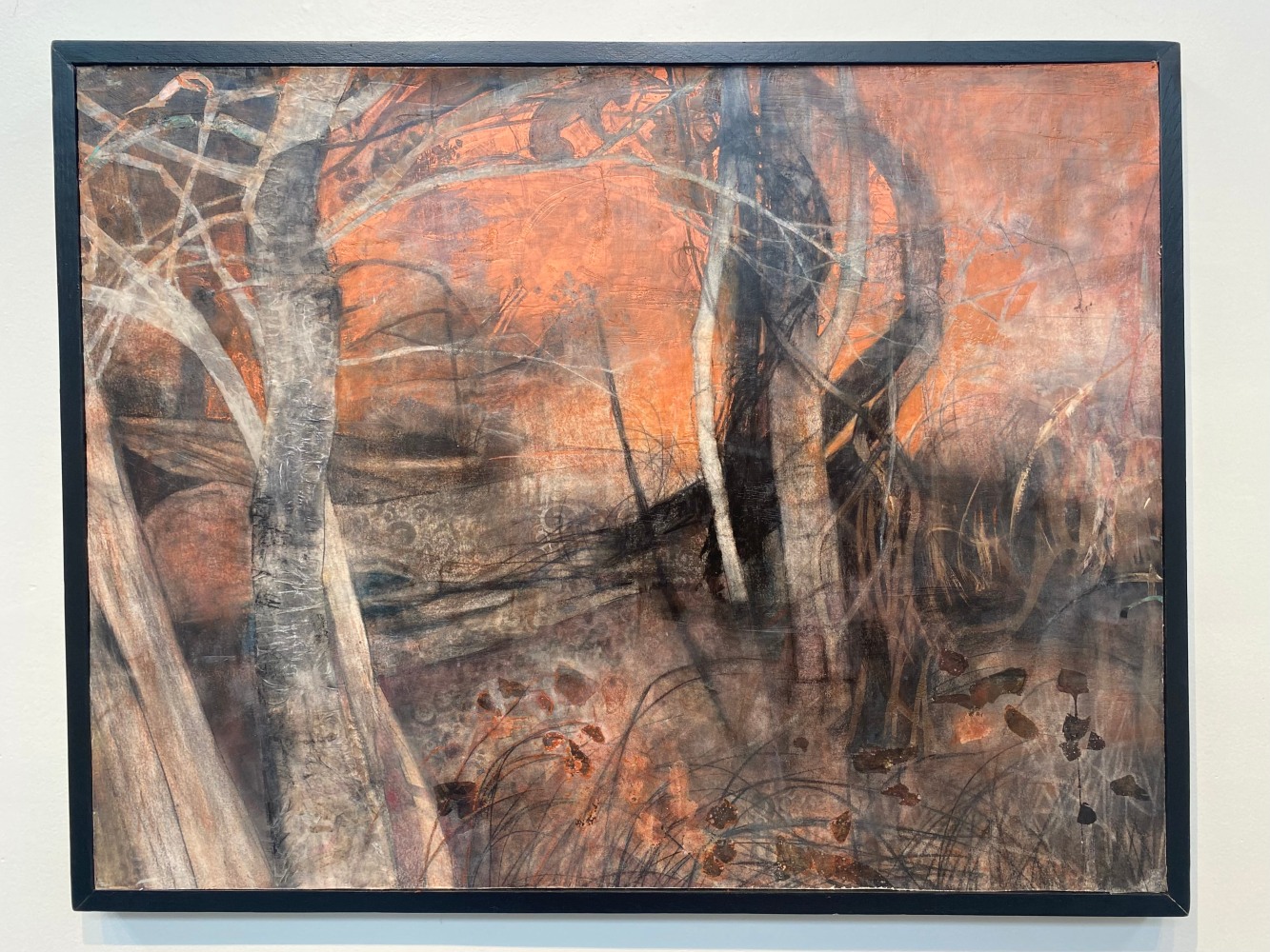 Gloaming  28” x 37”  Charcoal, Acrylic Interference, Wax, On Paper Mounted On Board