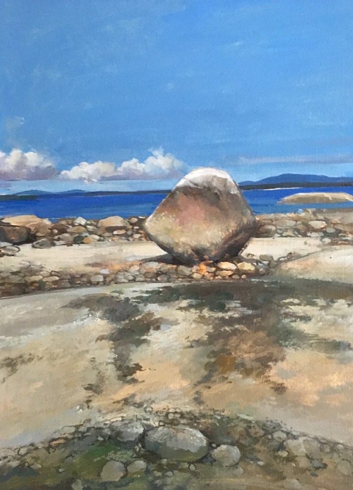 Fly Point Rock III  15&quot; x 11&quot;  Oil On Board