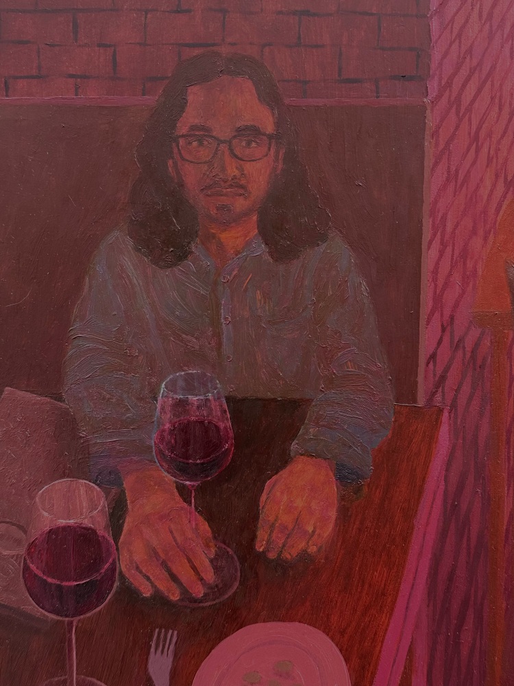Wine Bar  19” x 14.5”  Oil On Panel