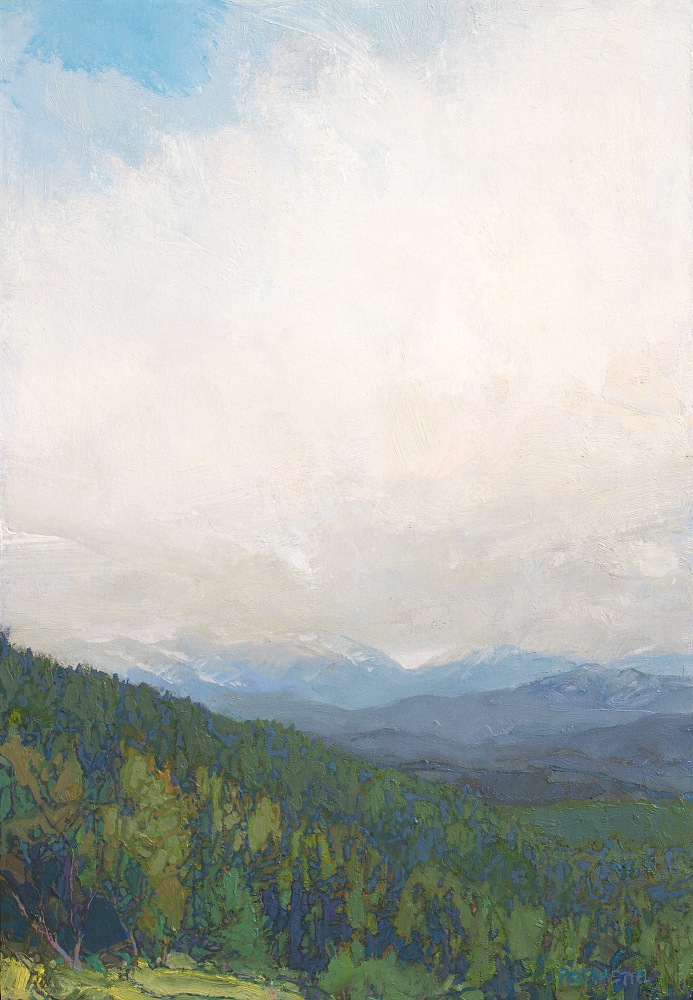 Cloud Hidden-Yellowstone-Distant Flurry  15.5&quot; x 11&quot;  Oil/Paper Mounted On Hardwood Panel