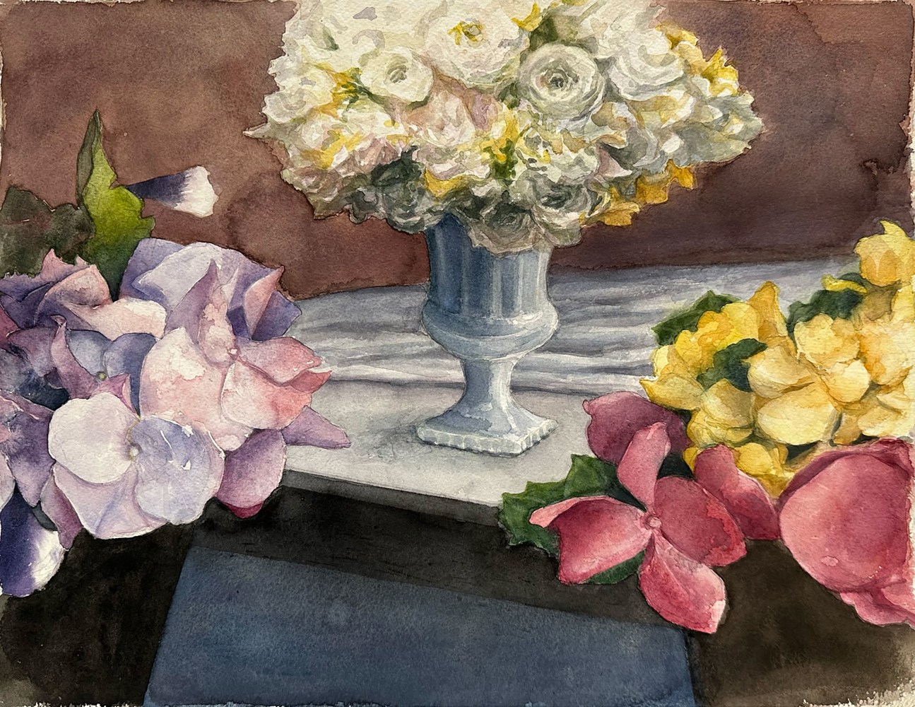Three Small Bouquets  15.25&quot; x 19.75&quot;  Watercolor On D'Arches Paper
