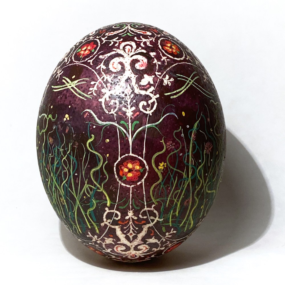Clare McCarthy, Deep Red  One Size  Beeswax &amp; Batik Dyes, Acrylic Paint On Ostrich Egg