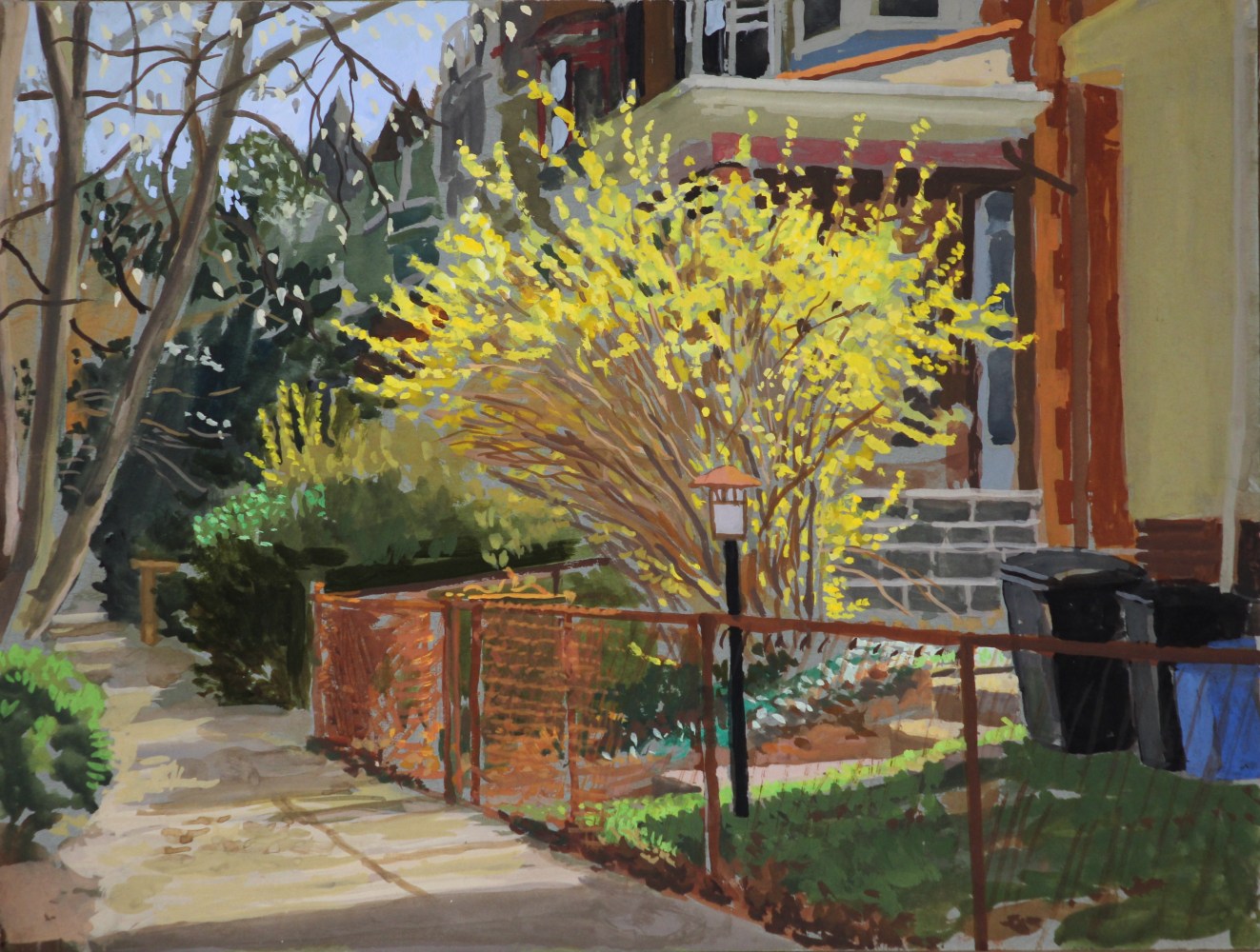 West Philly Forsythia”, 9” x 12”, gouache