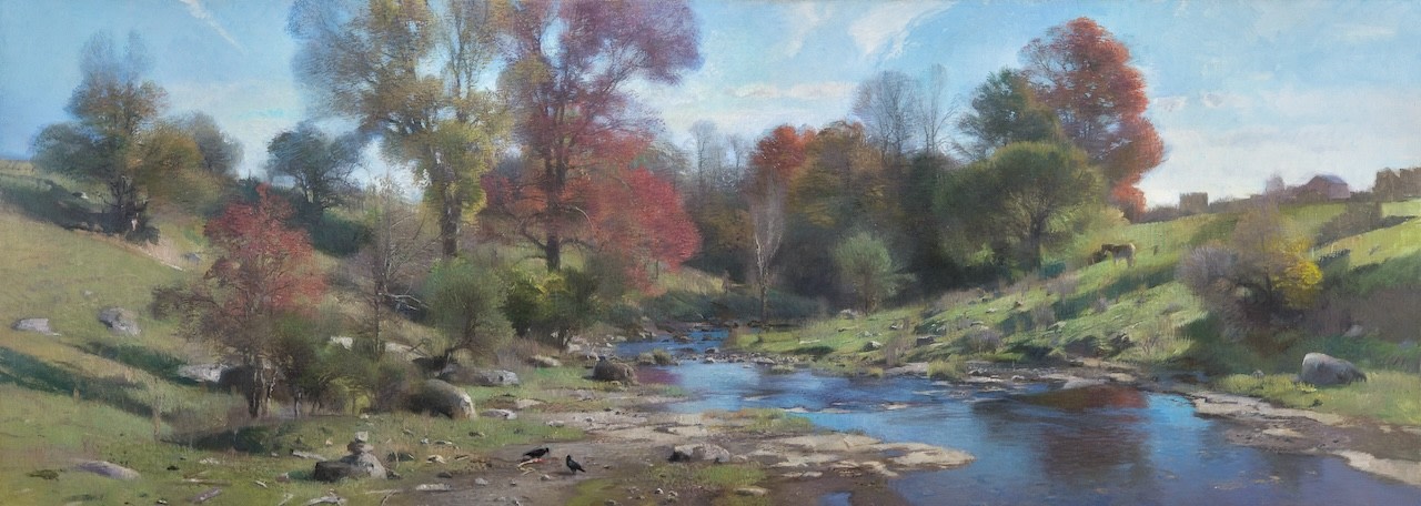 October, Stony Creek  26&quot; x 72&quot;  Oil On Canvas