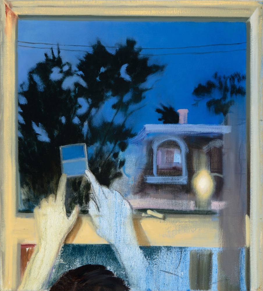 Mari Elaine Lamp, Cobalt Night  20&quot; x 18&quot;  Oil On Canvas