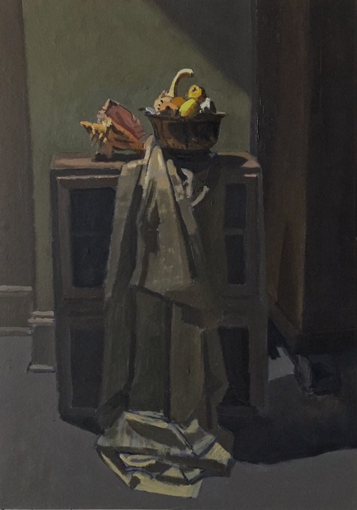 Interior With Shell And Gourds  20.5&quot; x 14.25&quot;  Oil On Panel