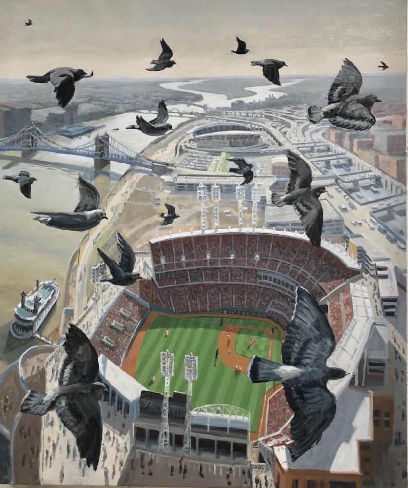 Great American Ballpark, Cincinnati, 40&quot; x 34&quot;, Oil On Canvas