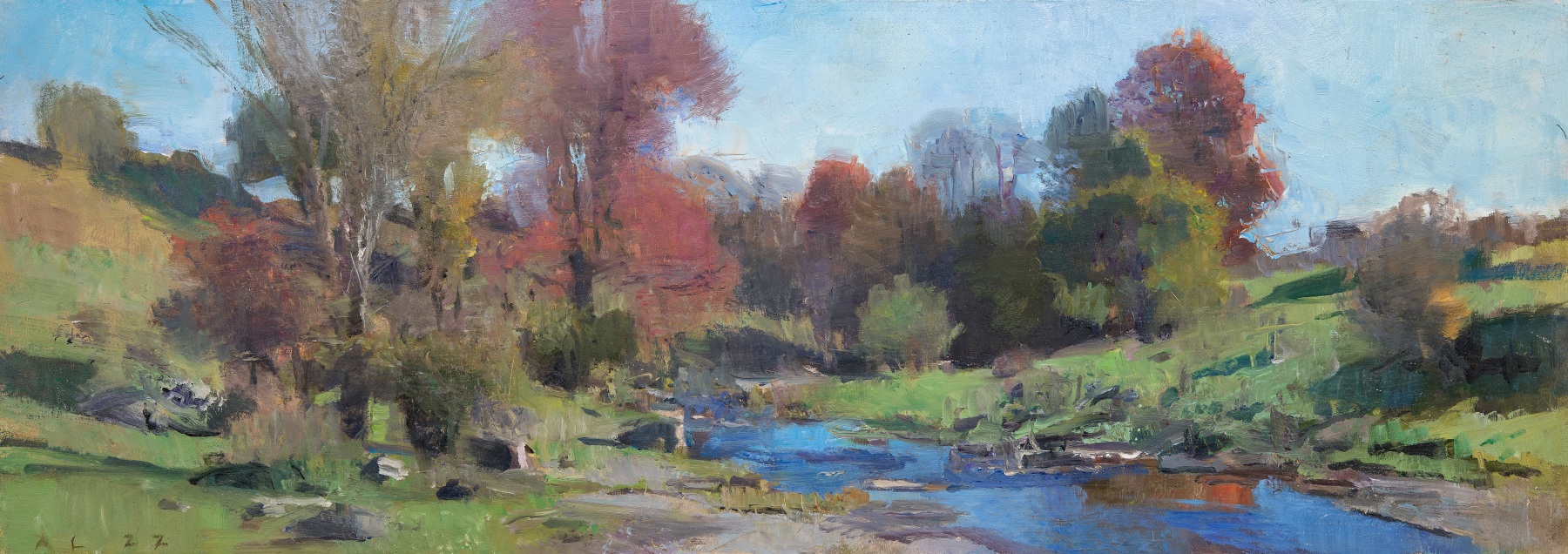 Lowville, October  7.75&quot; x 22&quot;  Oil On Panel