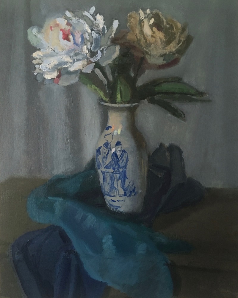 Giovanni Casadei, Peonies 15&quot; x 13&quot;  Oil On Panel