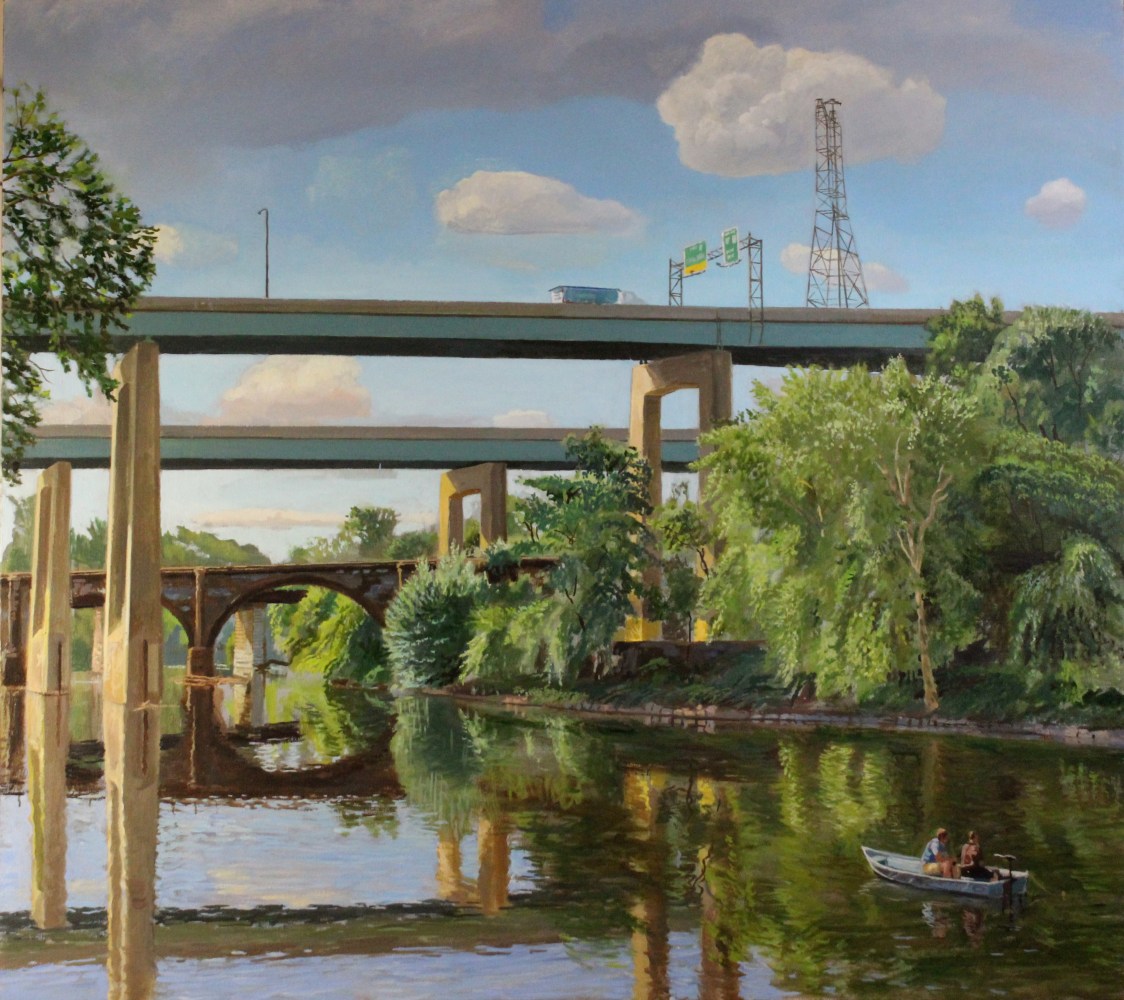 Fishing At Midvale  36&quot; x 40&quot;  Oil On Canvas