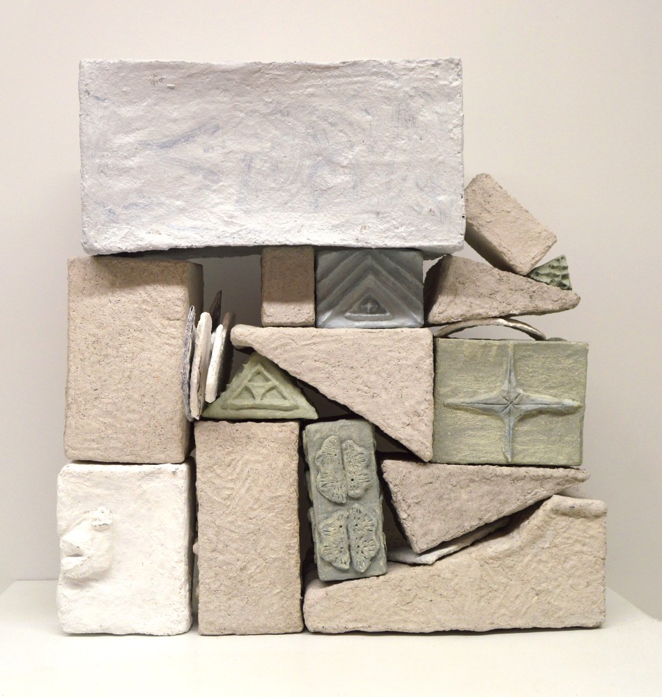 Brick by Brick  Size Variable  Oil, Acrylic And Pulverized Newspaper/Papier Mache On Amazon Boxes And Other Recycled Materials