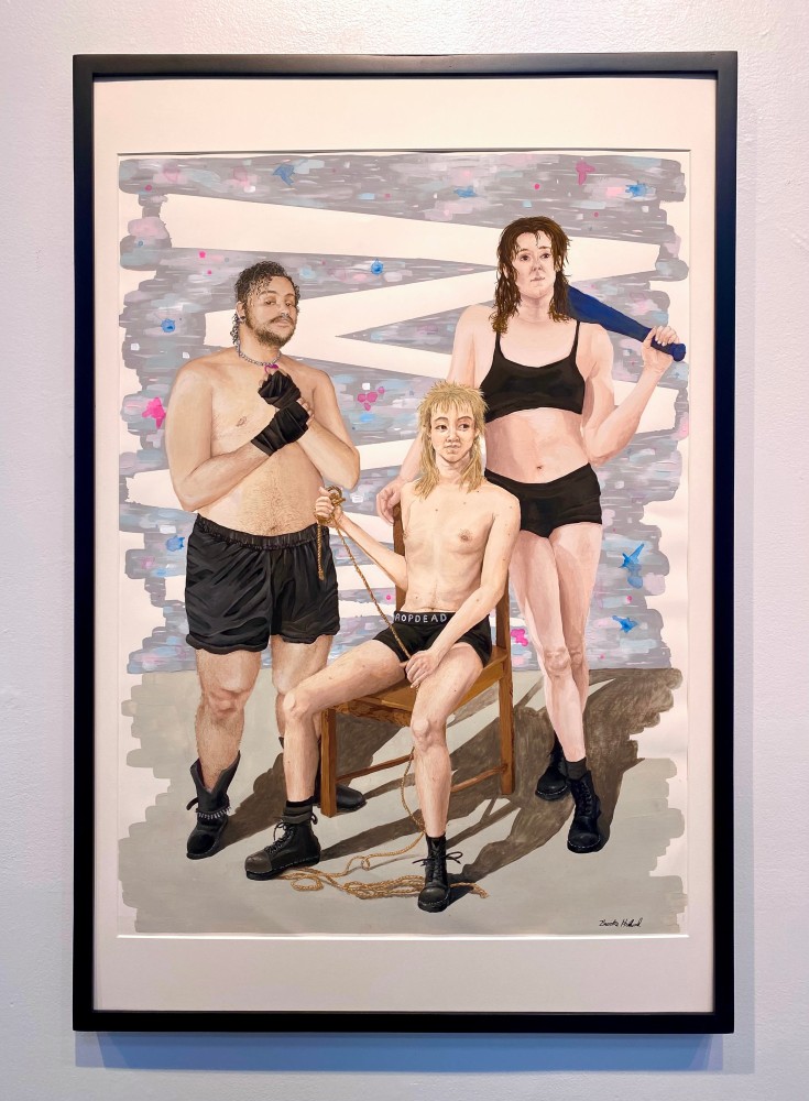 Brooke Heiland  Existence is Resistance  37&quot; x 25&quot;  Acryla Gouache, Ink And Pen  2025