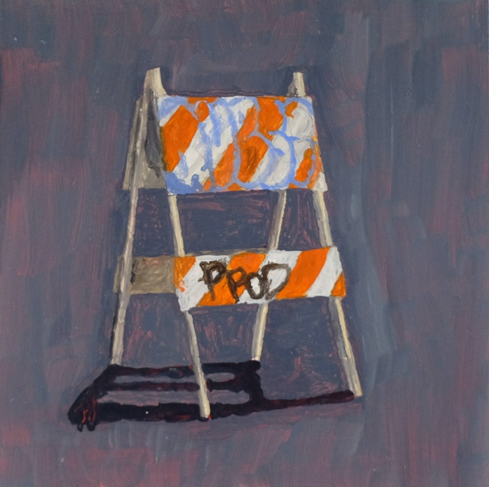 Object Portrait: Traffic Barricade  4&quot; x 4&quot;  Oil On Panel
