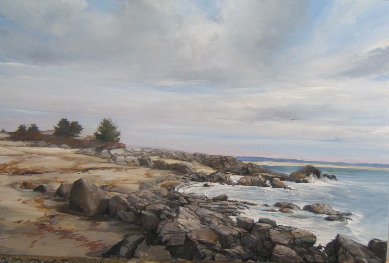 Rocks On The Shore  16&quot; x 24&quot; Oil On Panel