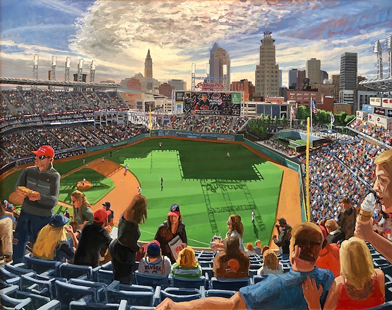 Dollar Dog Night, Progressive Field, Cleveland 48” x 60” Oil On Canvas