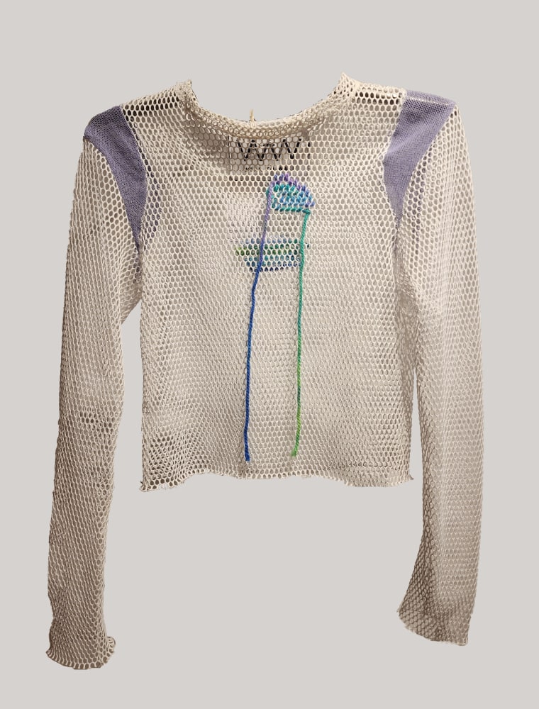 Shelby Donnelly, Needlepoint Top  Small  Deadstock Mesh, Hand Needlepointed With Yarn  Care: Hand Wash, Lay Flat To Dry