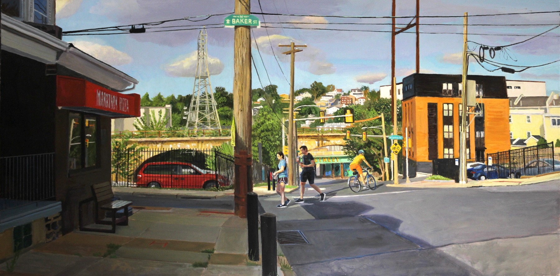 Leverington Avenue Looking Toward Belmont Hills  24" x 48"  Oil On Canvas