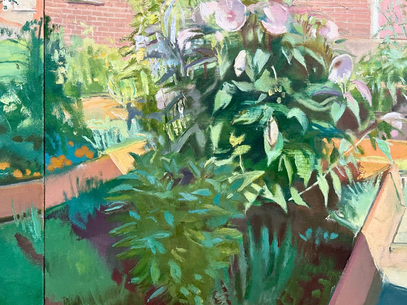 Marigolds And Hibiscus   54&quot; x 78&quot;  Oil On Linen