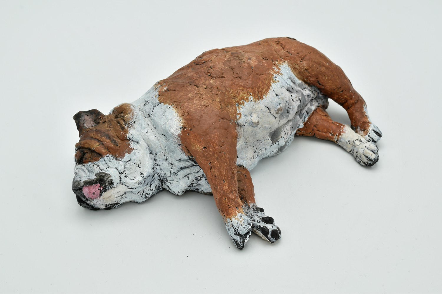 The Sleeping Bulldog  3&quot; x 8.5&quot; x 6&quot;  Resin, Acrylic Paint  Edition of 10