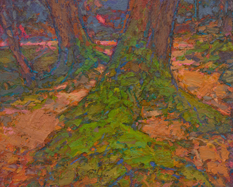 Mossy Roots I  4&quot; x 5&quot;  Oil On Belgian Linen
